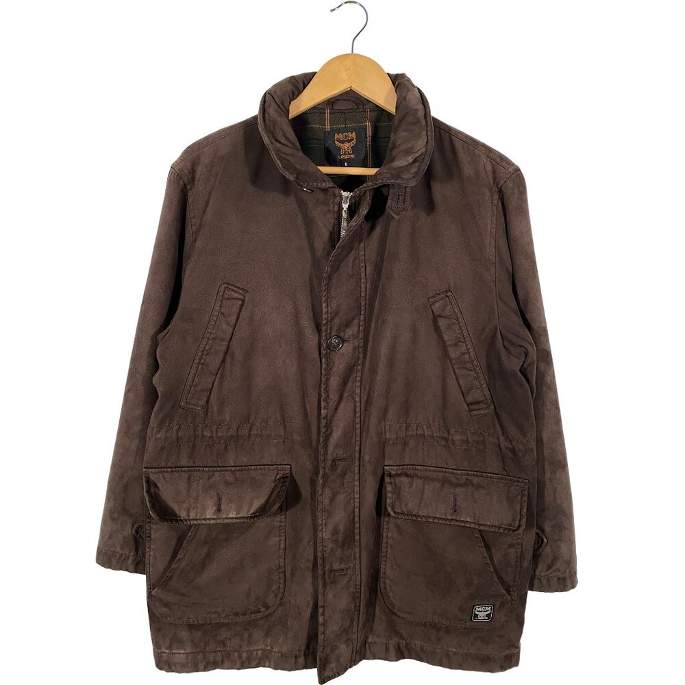 Vintage 90s MCM Legere Brown Suede Military Parka Long Jacket men's size M
